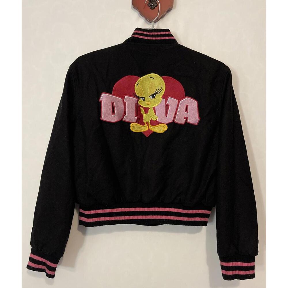 Vintage JH Design Tweety Diva Girls 3xl Black Reversible Wool-Blend Coat! M1450